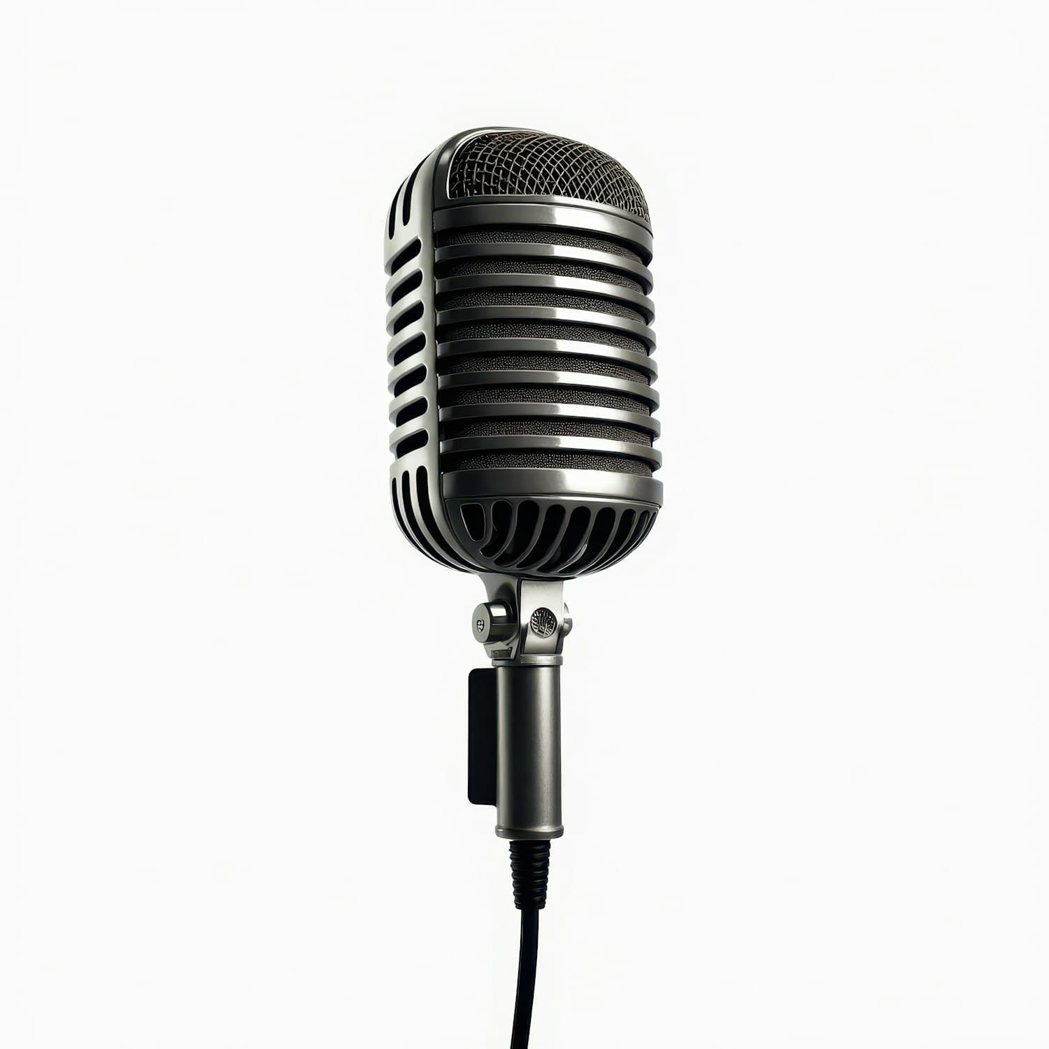 A microphone photographed in close detail against a plain background